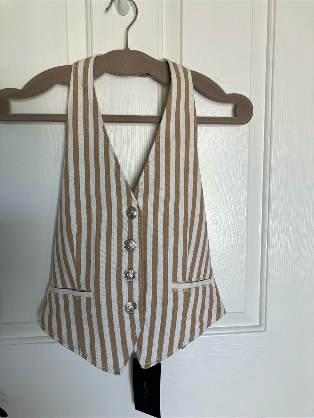 rag & bone Striped Tan and White Vest